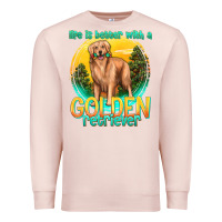 Pale Pink life is better with a golden retriever Premium Sweatshirt - texasbilliewilder