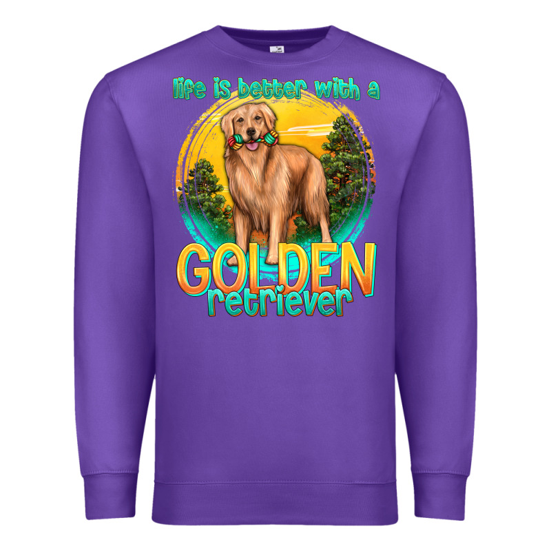 Life Is Better With A Golden Retriever Premium Sweatshirt by texasbilliewilder | Teevron
