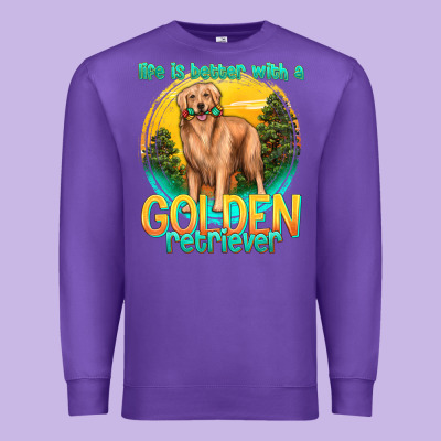 Life Is Better With A Golden Retriever Premium Sweatshirt Designed By Texasbilliewilder