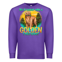 Purple life is better with a golden retriever Premium Sweatshirt - texasbilliewilder