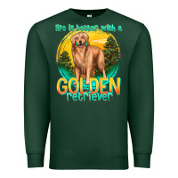 Sports Green life is better with a golden retriever Premium Sweatshirt - texasbilliewilder