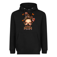 Black football messy bun mom Heavyweight Hoodie - texasbilliewilder