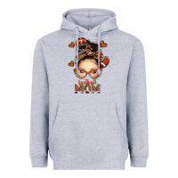 Heather Grey football messy bun mom Heavyweight Hoodie - texasbilliewilder