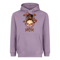 Lavender football messy bun mom Heavyweight Hoodie - texasbilliewilder