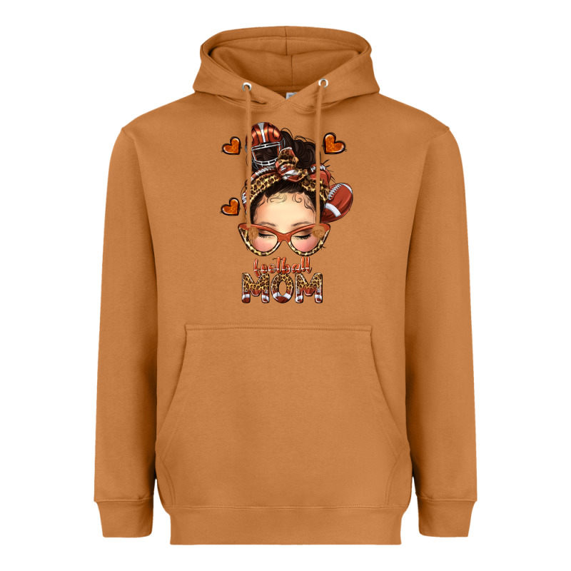 Football Messy Bun Mom Heavyweight Hoodie by texasbilliewilder | Teevron
