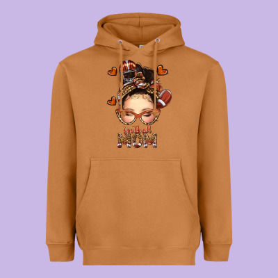 Heavyweight Hoodie football messy bun mom