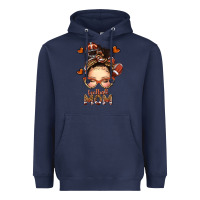Navy football messy bun mom Heavyweight Hoodie - texasbilliewilder