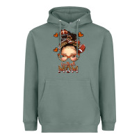 Sage football messy bun mom Heavyweight Hoodie - texasbilliewilder
