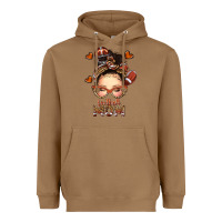 Toasted Coconut football messy bun mom Heavyweight Hoodie - texasbilliewilder