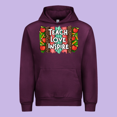 Teach Love Inspire Brushstroke With  And Pen Leopard Urban Hoodie Designed By Artiststas