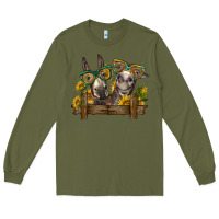 Army Green 2 donkeys with sunflowers Long Sleeve Tee - BarkalooDesign