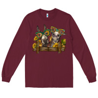 Burgundy 2 donkeys with sunflowers Long Sleeve Tee - BarkalooDesign