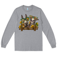 Heather Grey 2 donkeys with sunflowers Long Sleeve Tee - BarkalooDesign