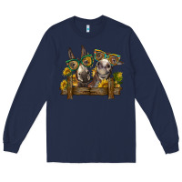 Navy 2 donkeys with sunflowers Long Sleeve Tee - BarkalooDesign