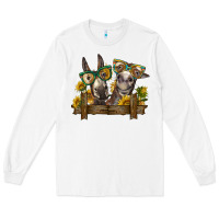 White 2 donkeys with sunflowers Long Sleeve Tee - BarkalooDesign