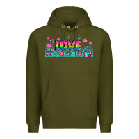 Army Green lgbt love with hearts and stars Premium Hoodie - AdoDesignShop