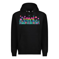 Black lgbt love with hearts and stars Premium Hoodie - AdoDesignShop