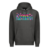 Charcoal Heather lgbt love with hearts and stars Premium Hoodie - AdoDesignShop