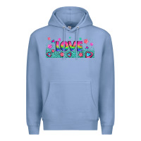 Colony Blue lgbt love with hearts and stars Premium Hoodie - AdoDesignShop