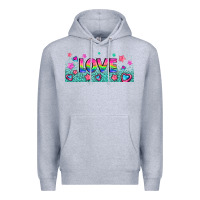 Heather Grey lgbt love with hearts and stars Premium Hoodie - AdoDesignShop