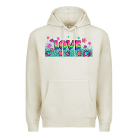 Oatmeal Heather lgbt love with hearts and stars Premium Hoodie - AdoDesignShop
