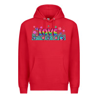 Red lgbt love with hearts and stars Premium Hoodie - AdoDesignShop