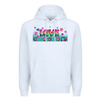White lgbt love with hearts and stars Premium Hoodie - AdoDesignShop