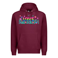 Burgundy lgbt love with hearts and stars Premium Hoodie - AdoDesignShop