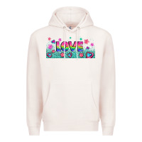 Pale Pink lgbt love with hearts and stars Premium Hoodie - AdoDesignShop