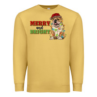Antique Gold merry and bright english bulldog Premium Sweatshirt - RanaPortraitStore