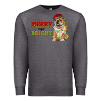 Charcoal Heather merry and bright english bulldog Premium Sweatshirt - RanaPortraitStore