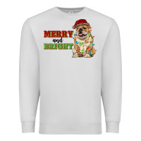 Dove Grey merry and bright english bulldog Premium Sweatshirt - RanaPortraitStore