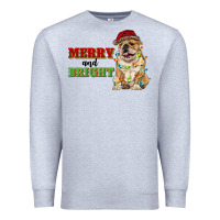 Heather Grey merry and bright english bulldog Premium Sweatshirt - RanaPortraitStore