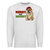 Oatmeal Heather merry and bright english bulldog Premium Sweatshirt - RanaPortraitStore