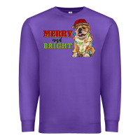Purple merry and bright english bulldog Premium Sweatshirt - RanaPortraitStore