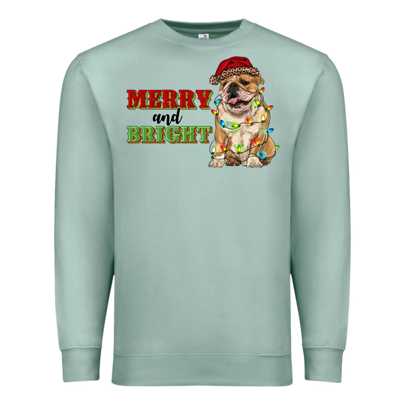 Merry And Bright English Bulldog Premium Sweatshirt by RanaPortraitStore | Teevron