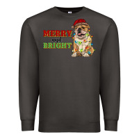 Smoke merry and bright english bulldog Premium Sweatshirt - RanaPortraitStore