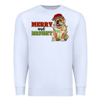 White merry and bright english bulldog Premium Sweatshirt - RanaPortraitStore