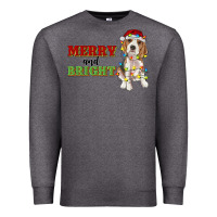 Charcoal Heather merry and bright beagle Premium Sweatshirt - RanaPortraitStore
