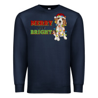 Navy merry and bright beagle Premium Sweatshirt - RanaPortraitStore