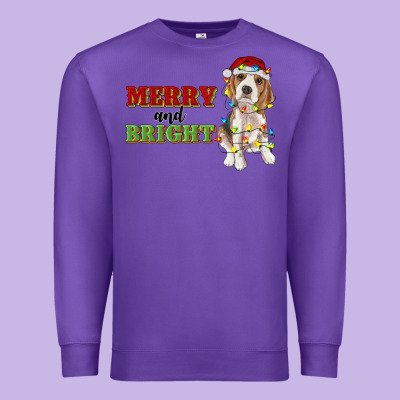 Merry And Bright Beagle Premium Sweatshirt Designed By Ranaportraitstore