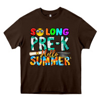 Chocolate Brown So Long Pre K Hello Summer Heavy Core Tee - CowhideDigitalArt