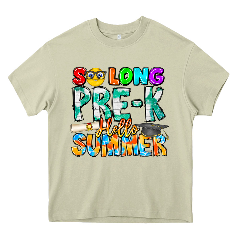 So Long Pre K Hello Summer Heavy Core Tee by CowhideDigitalArt | Teevron