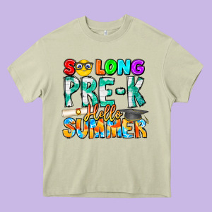So Long Pre K Hello Summer Heavy Core Tee Designed By Cowhidedigitalart