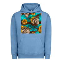Pigment Pebble Blue appaloosa horses and sunflowers seamless pattern Urban Hoodie - BundleAndBundleShop