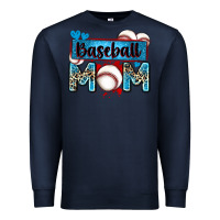Navy baseball mom with leopard Premium Sweatshirt - Zillion Design Studio
