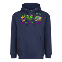Navy Peace Love King Cake Heavyweight Hoodie - RanaPortraitStore