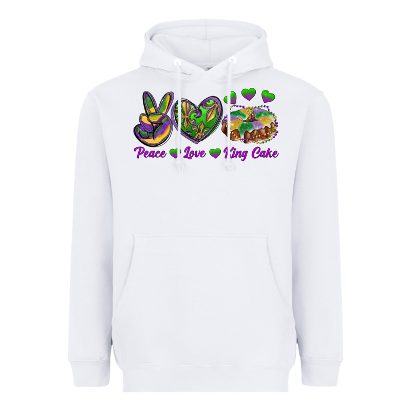 Peace Love King Cake Heavyweight Hoodie by RanaPortraitStore | Teevron