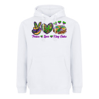 White Peace Love King Cake Heavyweight Hoodie - RanaPortraitStore