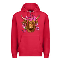Cardinal floral pink bandana longhaired cow Premium Hoodie - Jasminsmagicworld